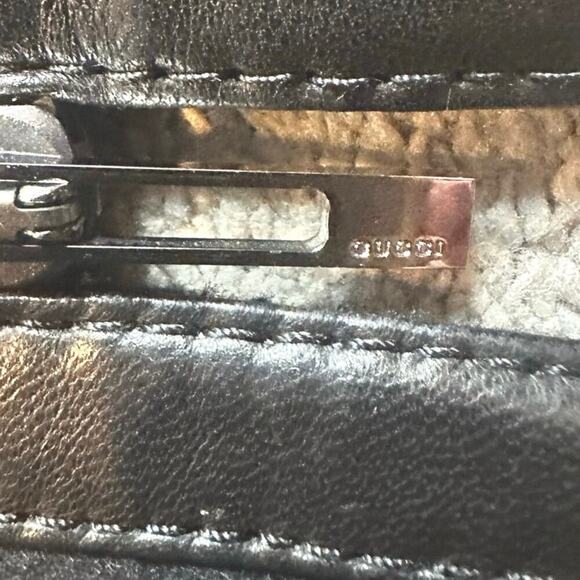 Gucci Y2K Tom Ford 2002 Runway Leather Trim Cashmere Zip Cape Black Size 44 M/L - Picture 6 of 13